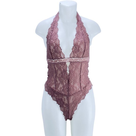 FOREVER 21 Women’s Lingerie Mauve Teddy Brazilian Cut Lace Sheer NWT Size M - Picture 10 of 10